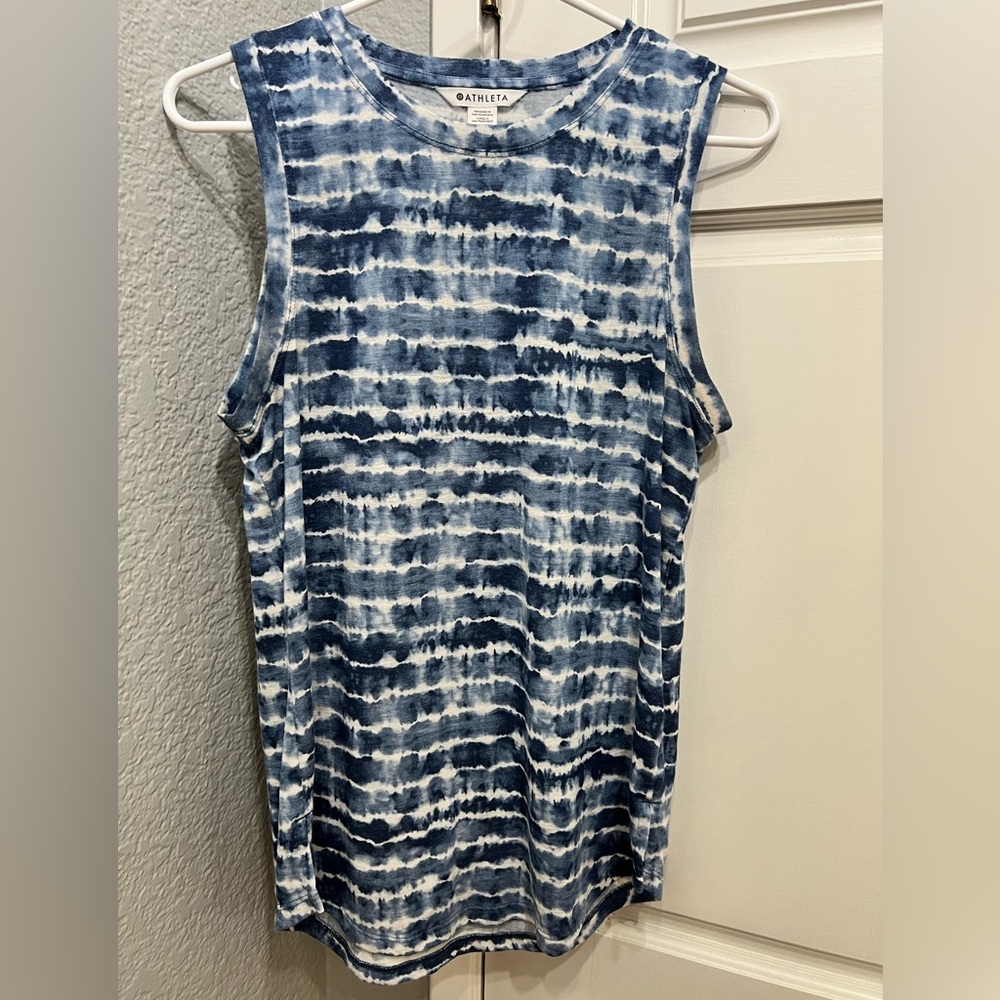 Athleta blue & white striped Breezy top